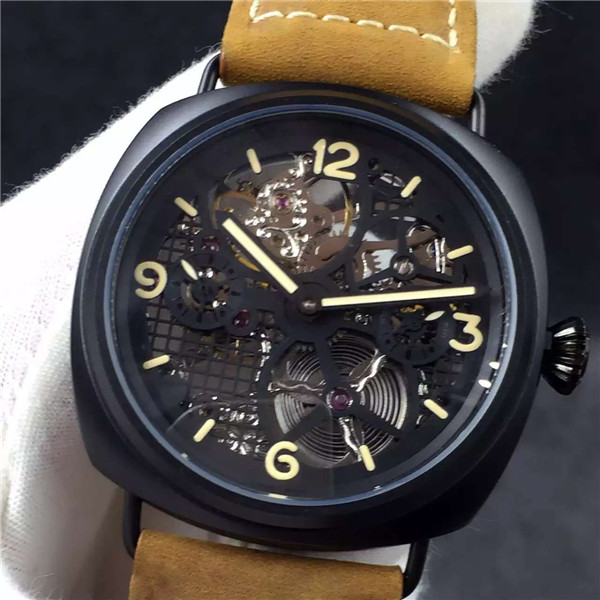 高仿沛納海限量版pam348,48mm大表盤鏤空陀飛輪機械手表，RADIOMIR-高仿瑞士真陀飞轮
