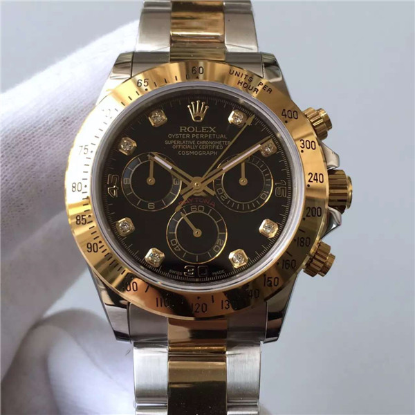 noob厂 勞力士 1:1 迪通拿宇宙計型手表，Rolex Daytona 116503黑盘镶钻时标腕表 ，4130计时机械机心，N厂V7最高復刻-勞力士Rolex