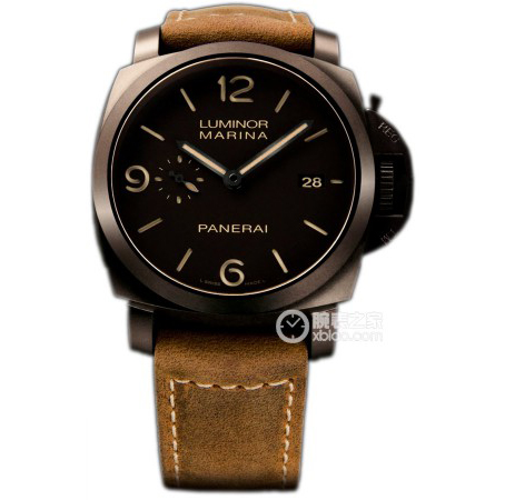 VS廠沛納海仿表，Panerai LUMINOR 1950系列PAM386腕表,朱古力色表盤，同正品机心同位置P9000機心，咖啡色表面瘋馬皮表帶，超A品質！-沛纳海PANERAI