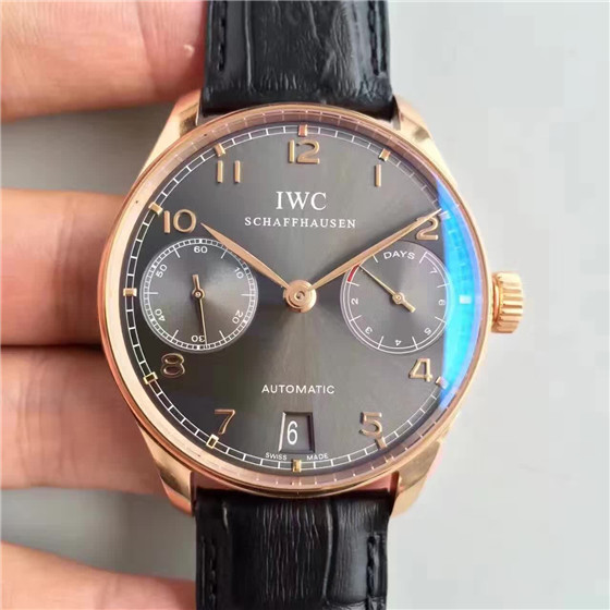 V4 iwc，1比1萬國葡萄牙七日鏈系列 葡七，IW500101機械表，真動能,18K玫瑰金(鍍金）灰面金針表盤，ZF官網-万国 IWC