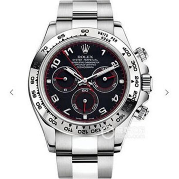 1比1迪通拿高仿表，最新N廠rolex勞力士宇宙計型迪通拿116509-78599黑盤腕表,數字面盤紅針,7750計時機械機心，跟正品功能一樣，NOOB廠V6版-勞力士Rolex