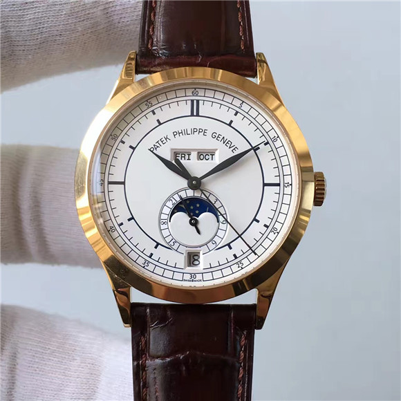 视频讲解 Patek Philippe  百達翡麗 精仿表 復雜功能計時系列5396G 黃金表，进口自動機械机心，原装折叠表扣 多种功能的机械表-百達翡麗Patek Philippe