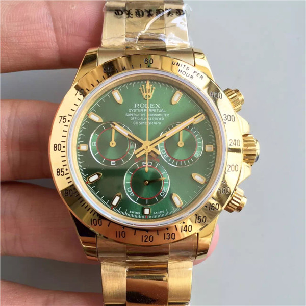 N厂复刻 V7 勞力士迪通拿宇宙計型手表，Rolex Daytona 116508，绿色表盘，一比一，4130計時機械機心，藍寶石，全黄金色手表-勞力士Rolex