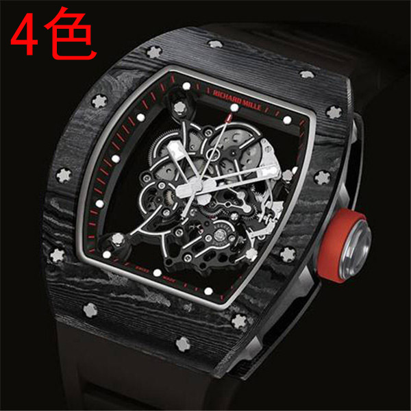 RM廠 高仿 一比一 Richard Mille（理查德·米勒）RM-055＂黑色傳奇＂豪華版，超級復雜鏤空機芯，碳纖維花紋材料，進口橡膠表帶配蝴蝶扣，超A做工-RM理查德·米勒