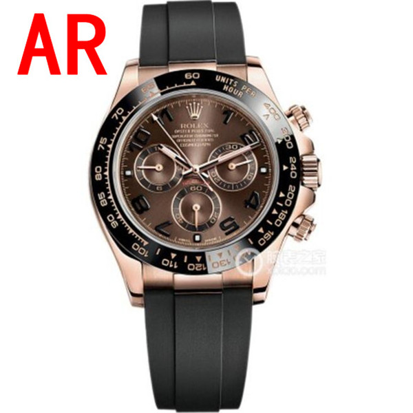 特A高仿咖啡朱古力迪通拿，勞力士橡膠錶帶手錶116515，AR廠 1:1 Rolex Daytona,，复刻4130機心，玫瑰金不掉色,厚度跟正品一樣，比N厂好-勞力士Rolex