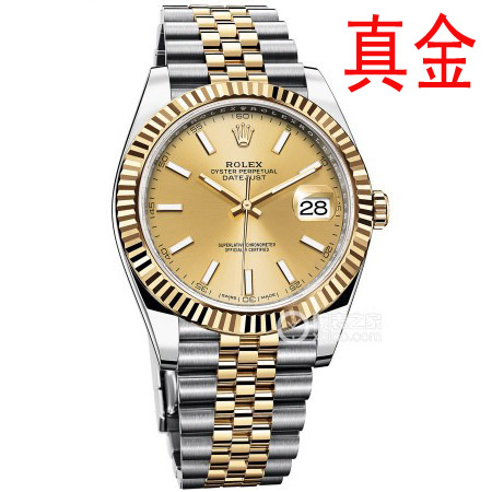 特A級高仿勞力士機械表，1:1 rolex DateJust日誌型126333,香槟金色表盘,包真18K黃金,10年不掉色.N厂乱真复刻表-勞力士Rolex