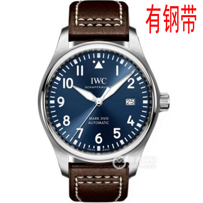 1:1仿錶萬國IWC馬克十八小王子飛行員系列IW327004，瑞士2892机械机心，白金拉丝表壳，蓝色表面，正品开模，超高仿真度，MKs厂最高版本-万国 IWC